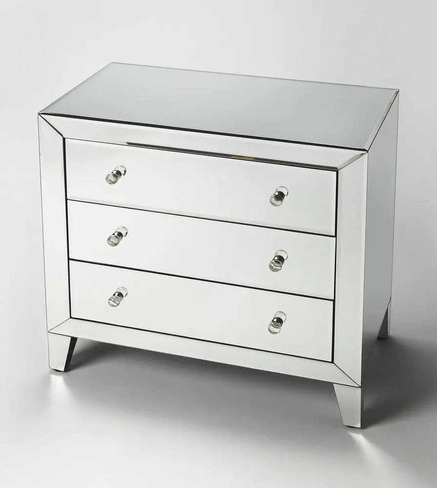 30" Clear Glass Three Drawer Chest HomeRoots