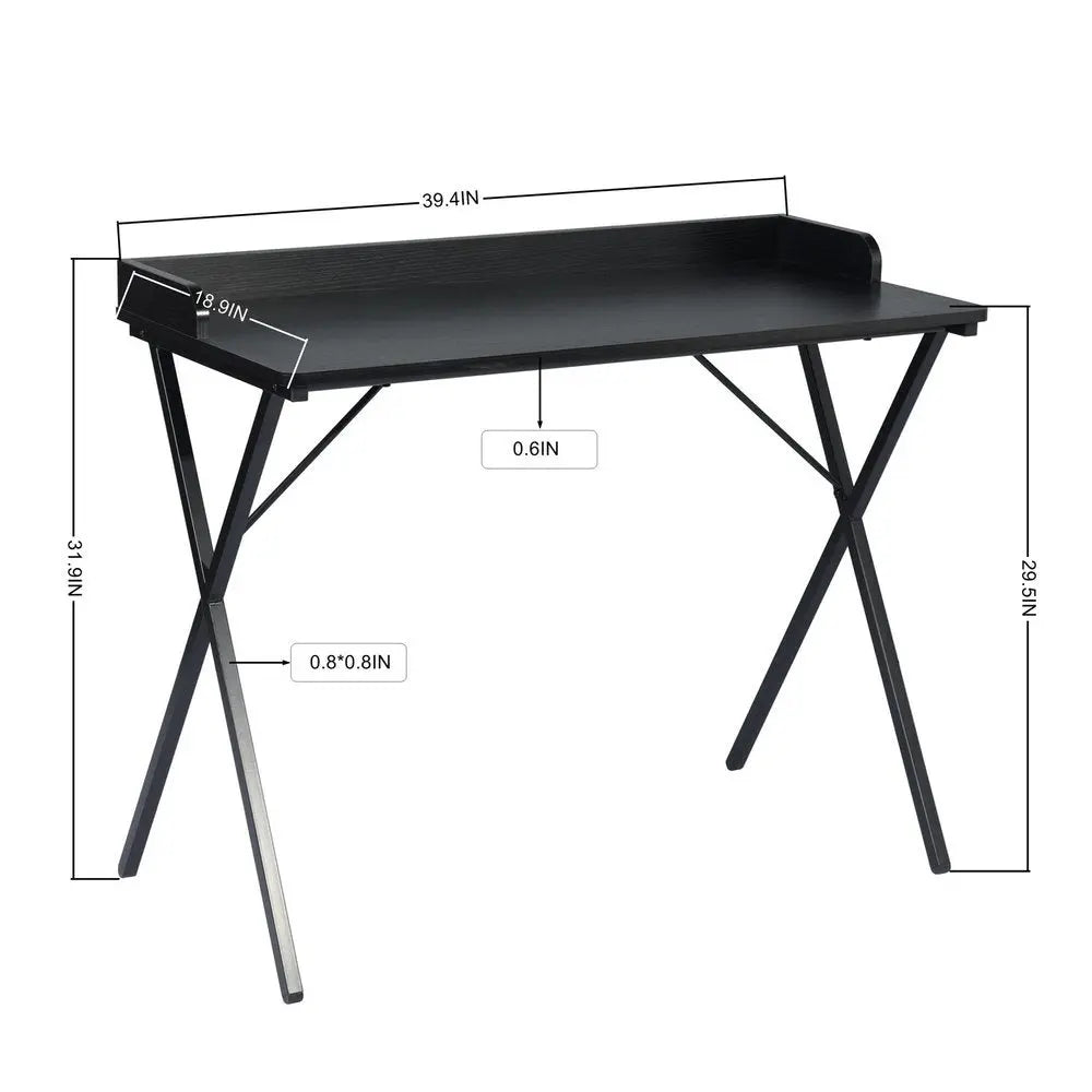 39" Black Wood and Metal X - Shape Computer Desk - NOBLE HOME INTERIORS