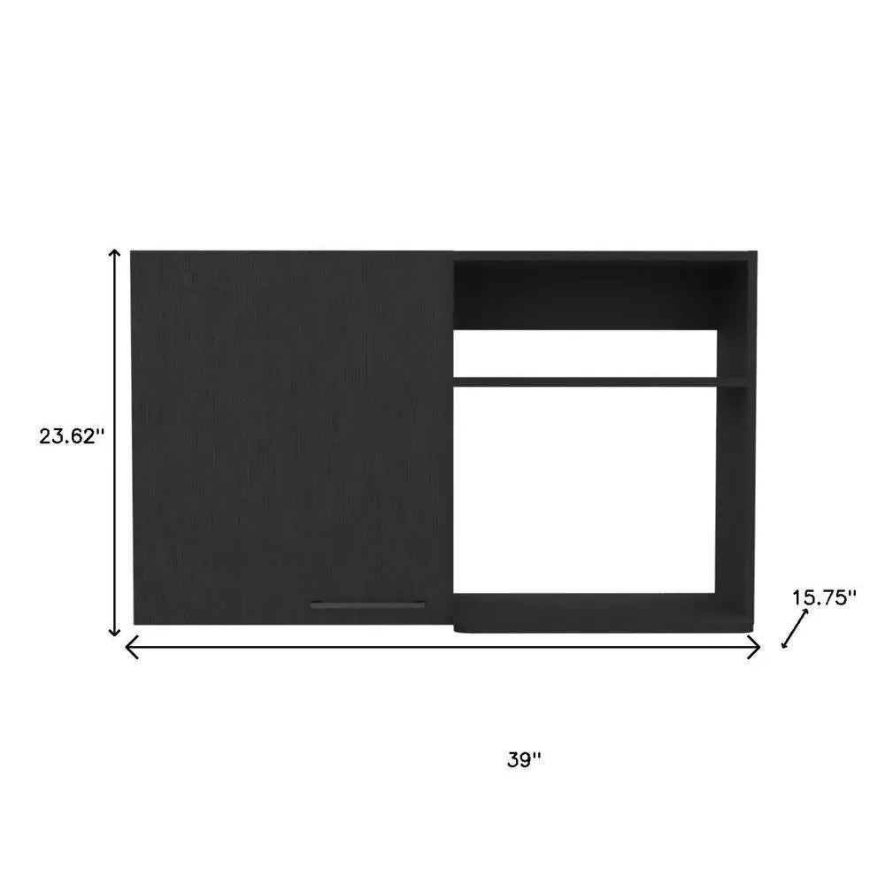 39" Black Wood Wall Mounted Accent Cabinet With Single Door HomeRoots