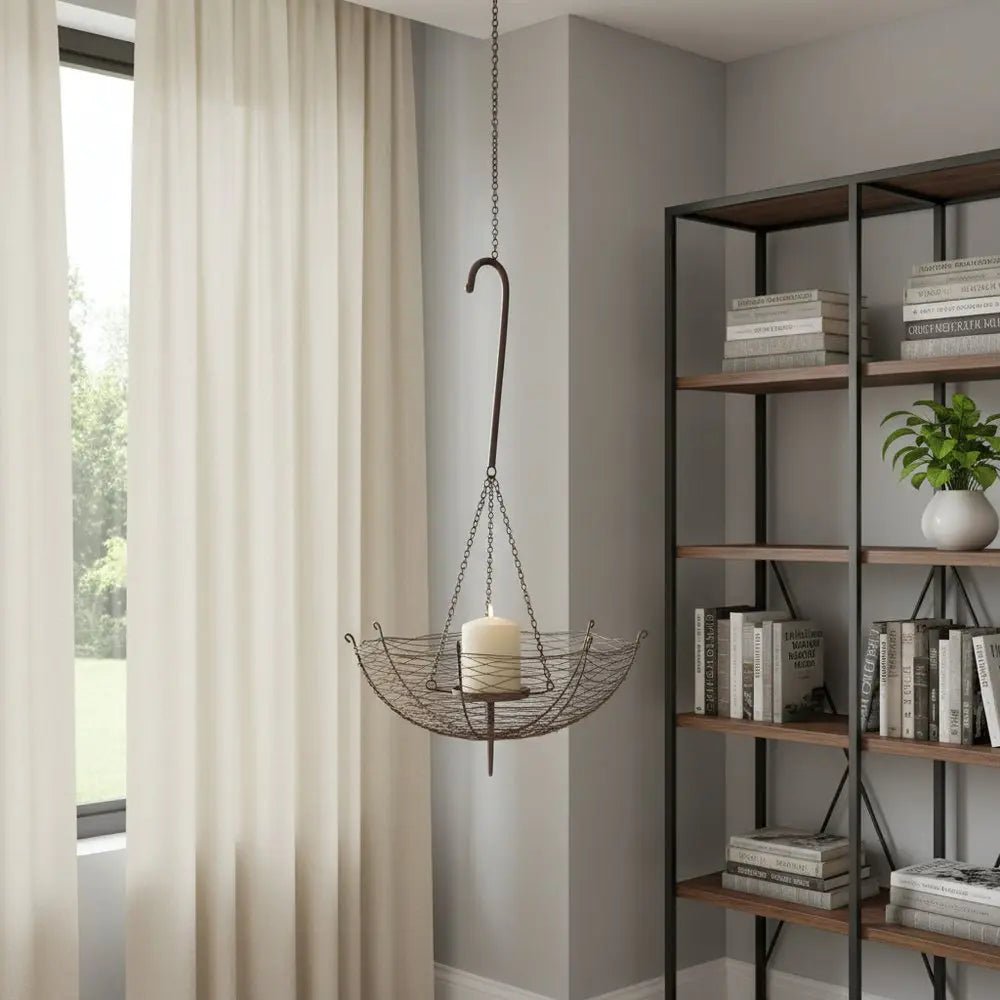 39" Black Woven Metal Lantern Candle Holder HomeRoots