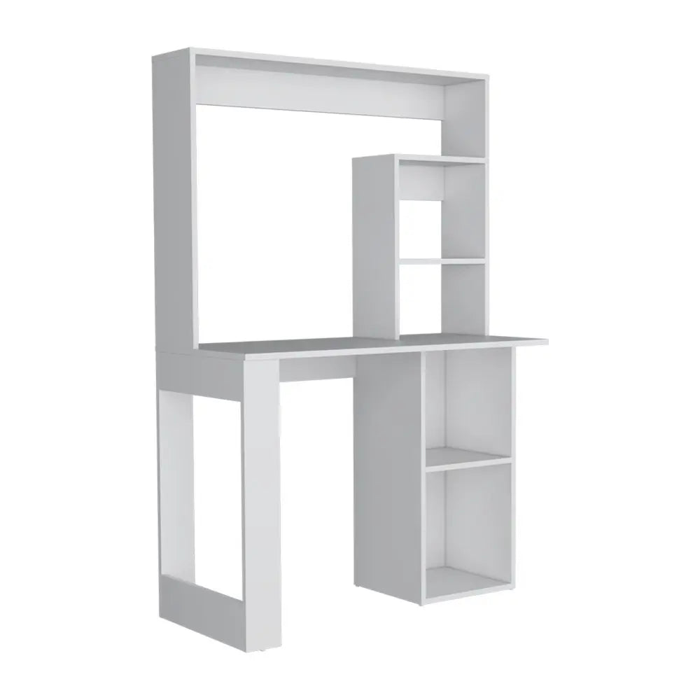39" White Wood Computer Desk With Hutch - NOBLE HOME INTERIORS