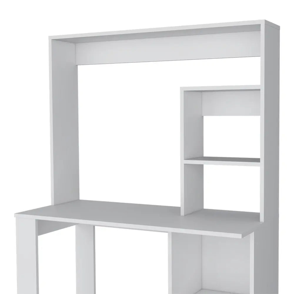 39" White Wood Computer Desk With Hutch - NOBLE HOME INTERIORS