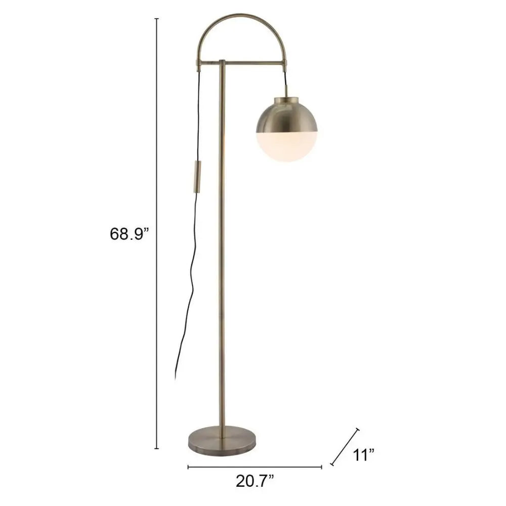 69" Bronze Steel Floor Lamp With Bronze Steel Globe Shade HomeRoots