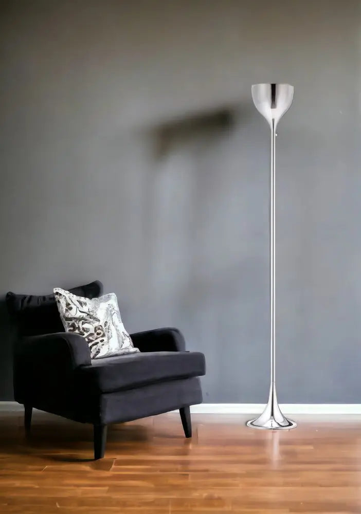 67" Steel Floor Lamp With Silver Steel Bell Shade HomeRoots