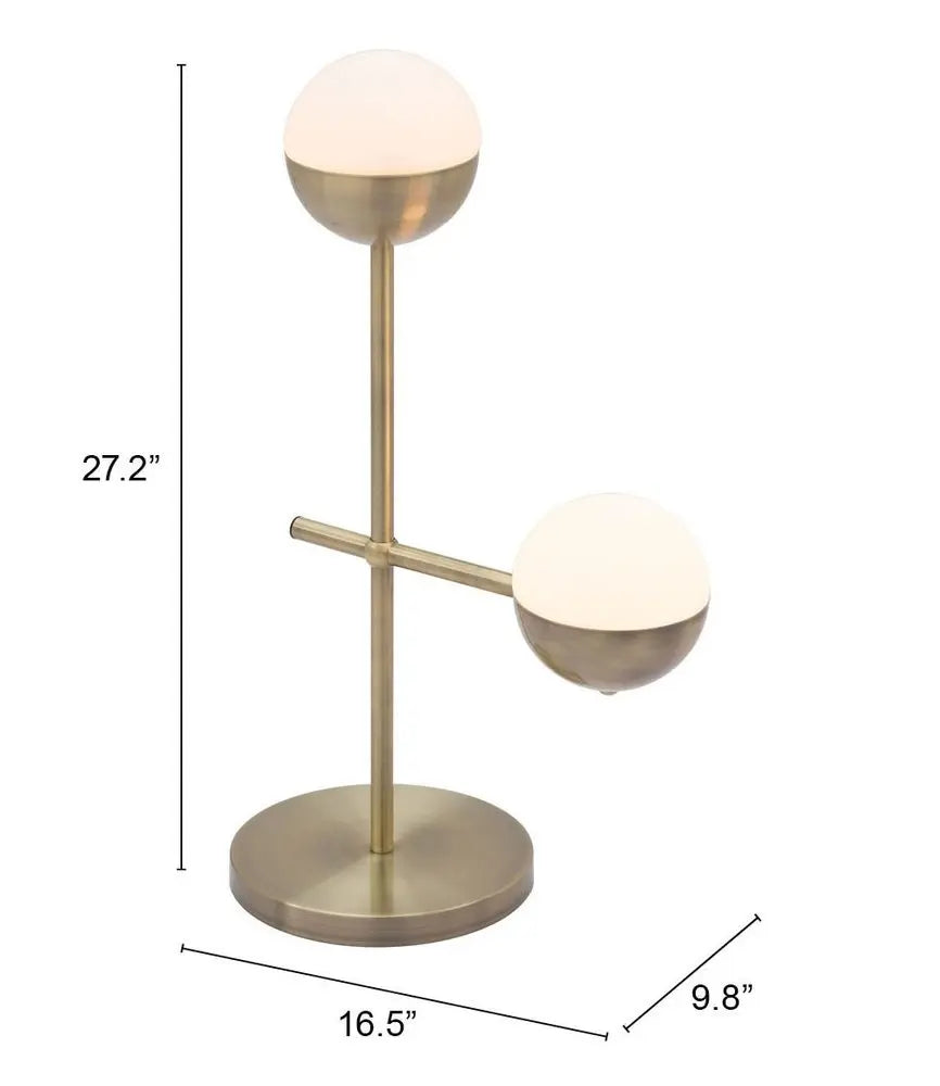 69" Brass Metal Bedside Table Lamp With Off White Globe Shade HomeRoots