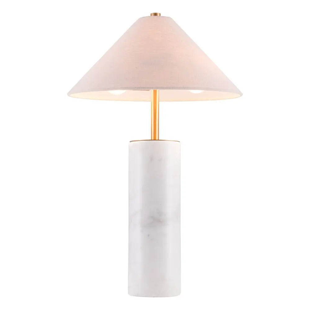 55" White Metal Bedside Table Lamp With Beige Empire Shade HomeRoots