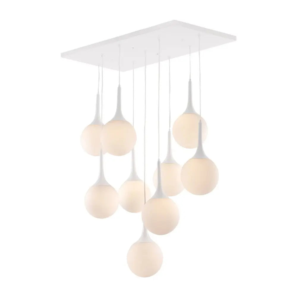 White Shaded Nine Light Metal Dimmable Ceiling Light HomeRoots