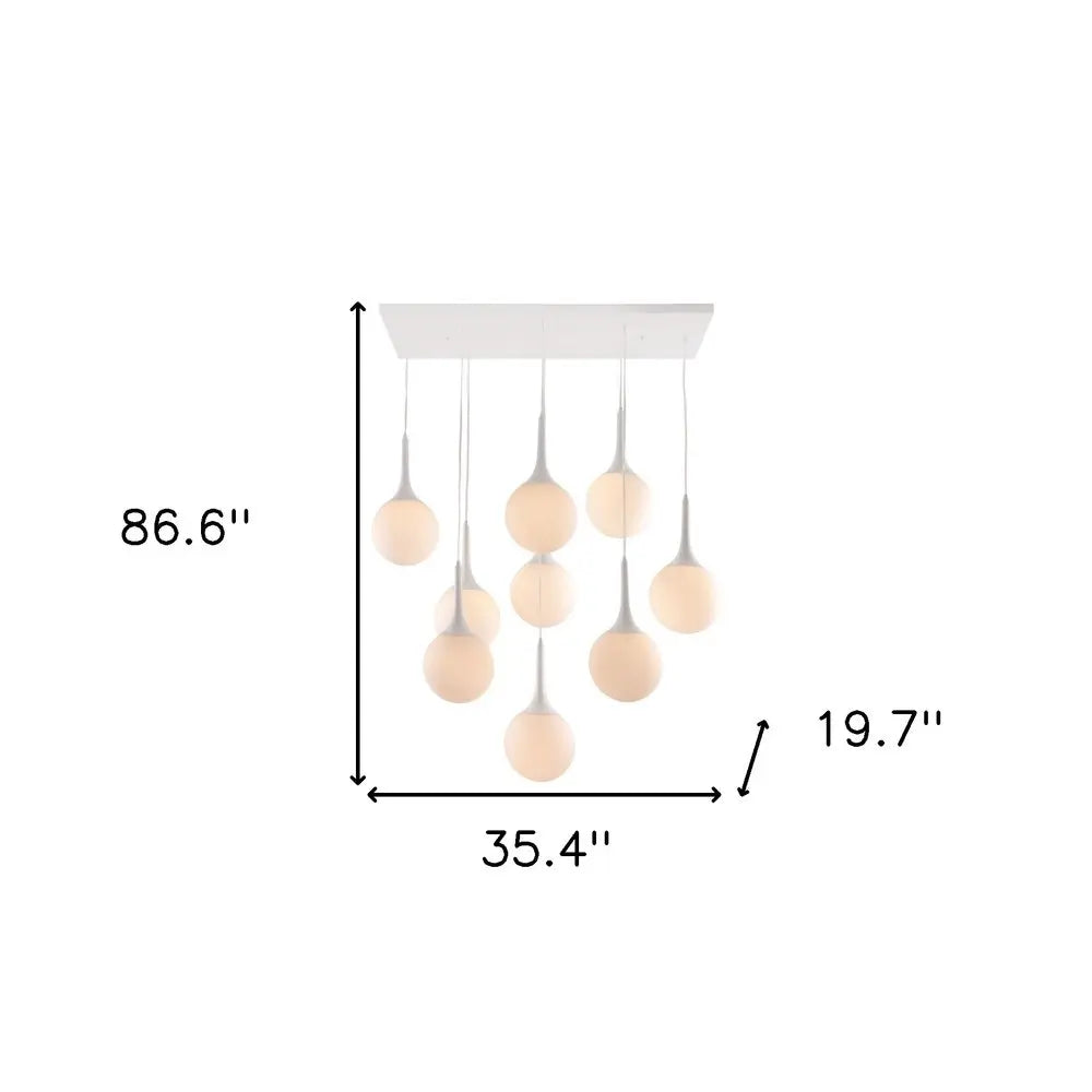 White Shaded Nine Light Metal Dimmable Ceiling Light HomeRoots