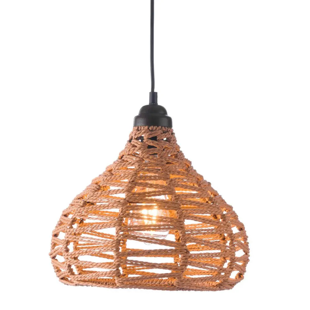 Natural Lantern Metal Dimmable Ceiling Light With Natural Shades HomeRoots