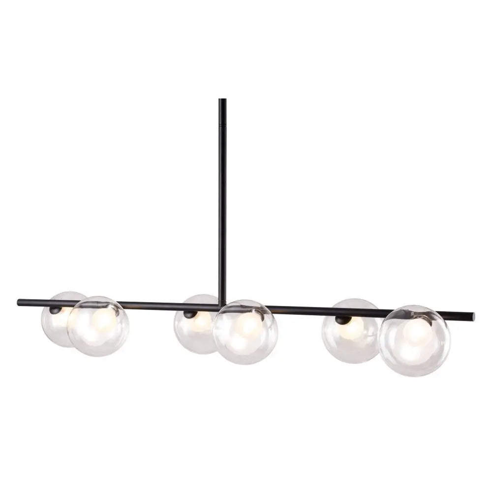 Black Kitchen Island Six Light Metal Ceiling Light HomeRoots