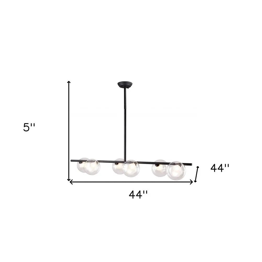 Black Kitchen Island Six Light Metal Ceiling Light HomeRoots