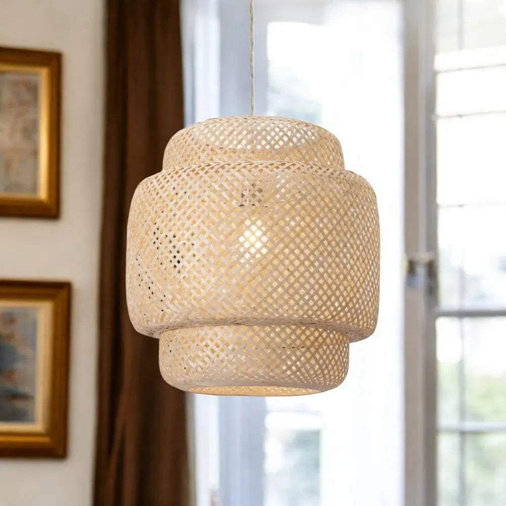 Natural Boho Weave Ceiling Lamp HomeRoots