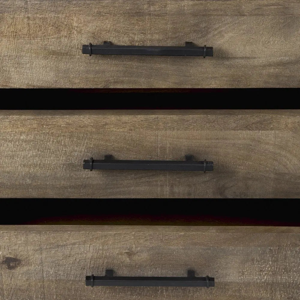 20" Brown and Black Distressed Accent Cabinet With Three Drawers HomeRoots