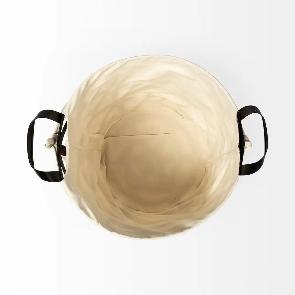 Set of Two Black And Cream Metal Basket HomeRoots