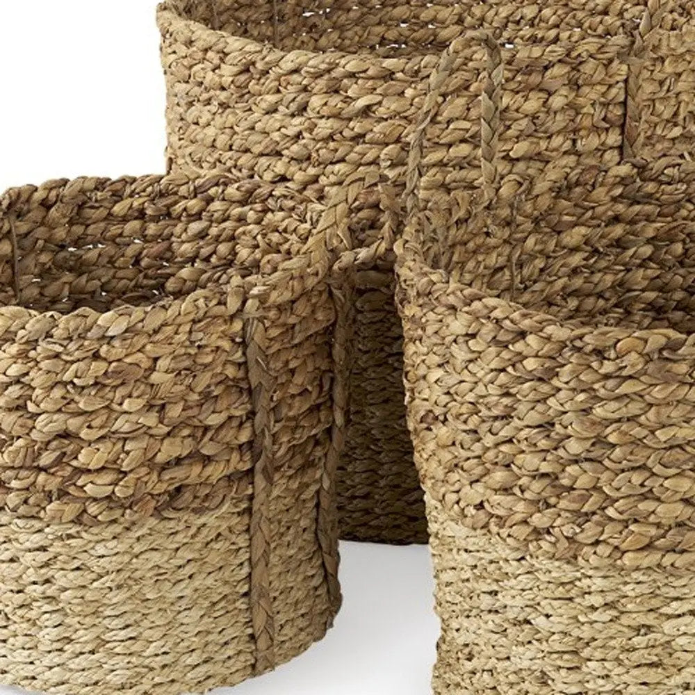 Set of Three Brown Wicker Basket HomeRoots