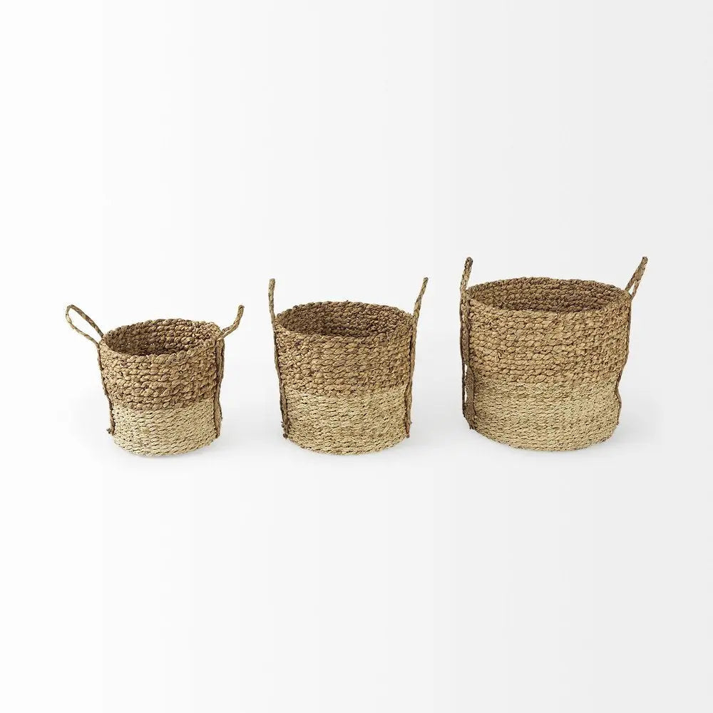 Set of Three Brown Wicker Basket HomeRoots