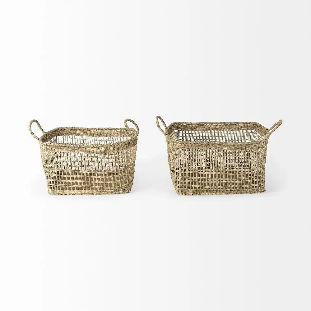 Set of Two Brown Wicker Basket HomeRoots