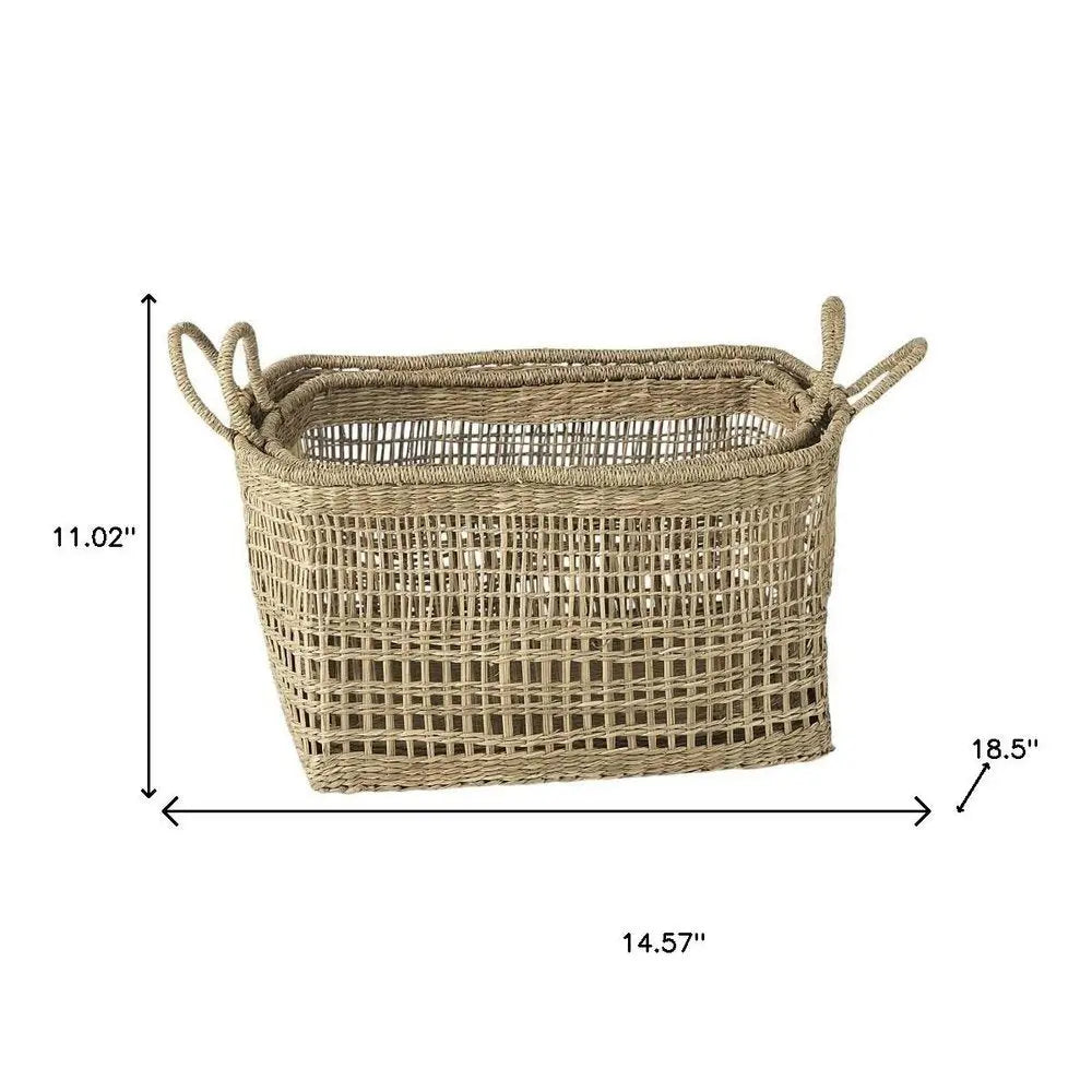 Set of Two Brown Wicker Basket HomeRoots