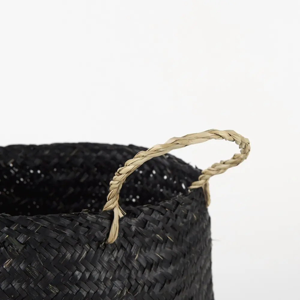 Set of Three Black Wicker Basket HomeRoots