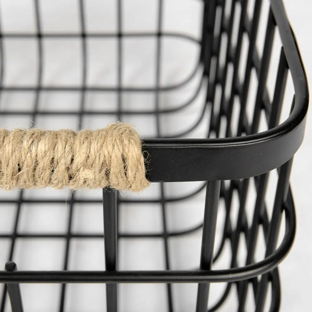 Set of Two Black Metal Basket HomeRoots