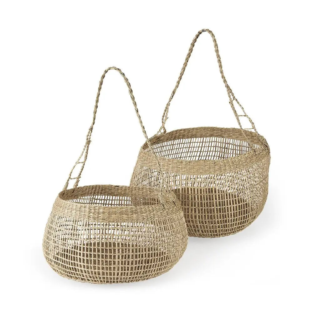 Set of Two Brown Wicker Basket HomeRoots