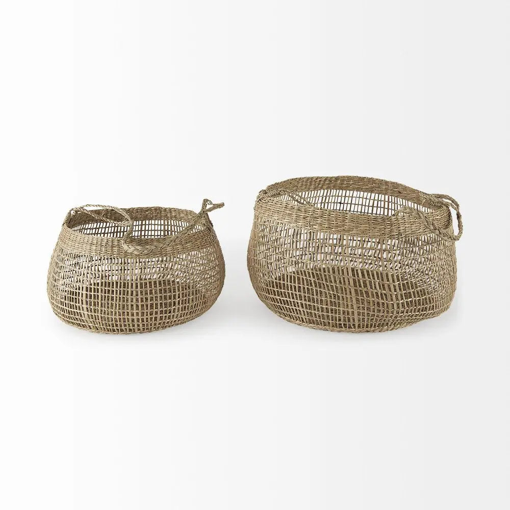 Set of Two Brown Wicker Basket HomeRoots