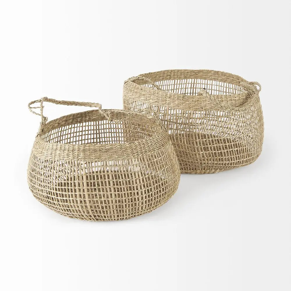 Set of Two Brown Wicker Basket HomeRoots