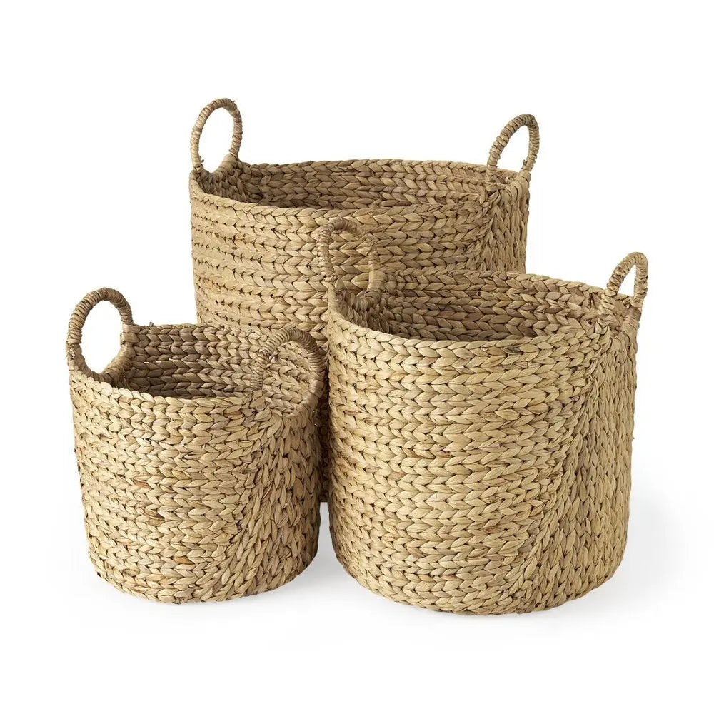 Set of Three Brown Wicker Basket HomeRoots