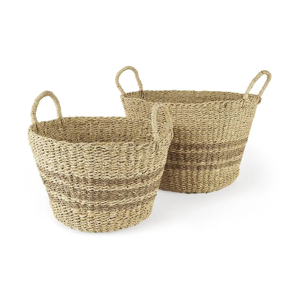 Set of Two Brown Wicker Basket HomeRoots