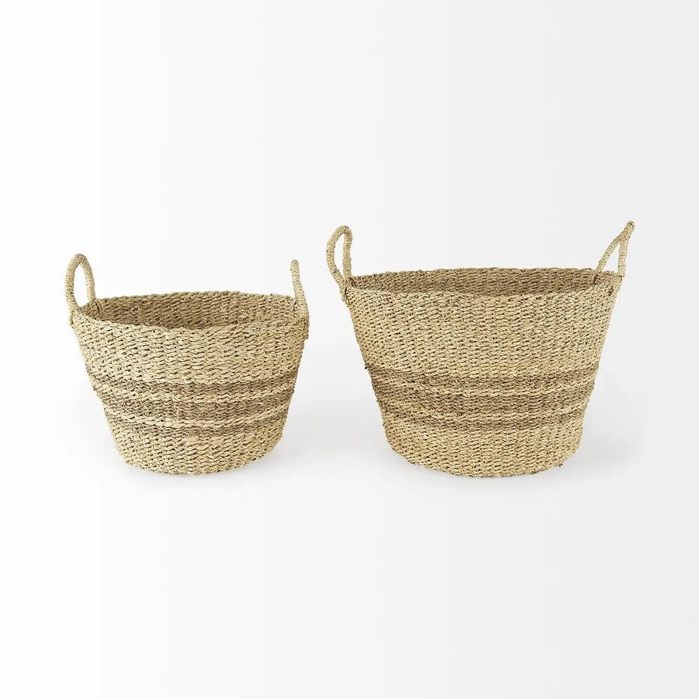 Set of Two Brown Wicker Basket HomeRoots
