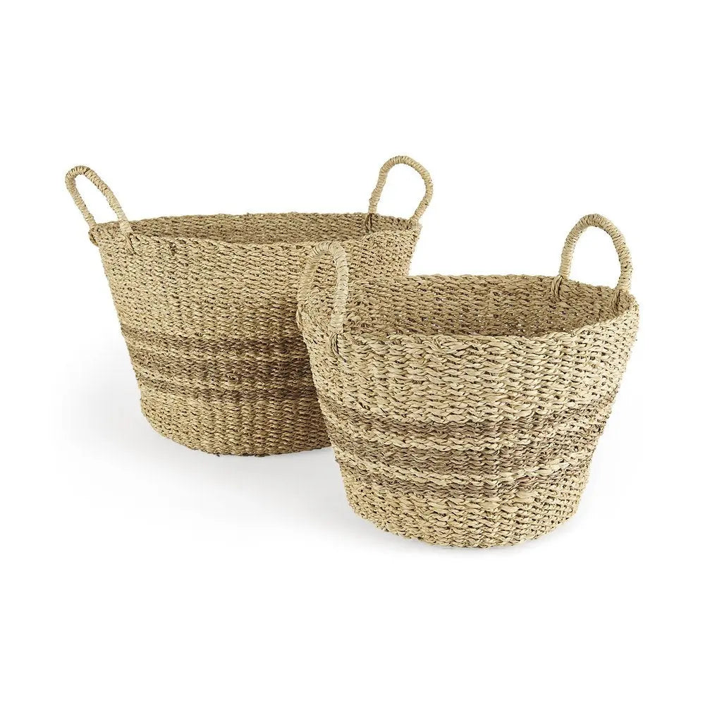 Set of Two Brown Wicker Basket HomeRoots