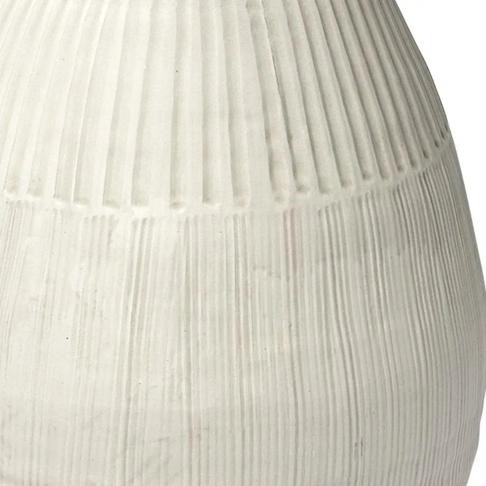 21" White Striped Ceramic Cylinder Floor Vase HomeRoots