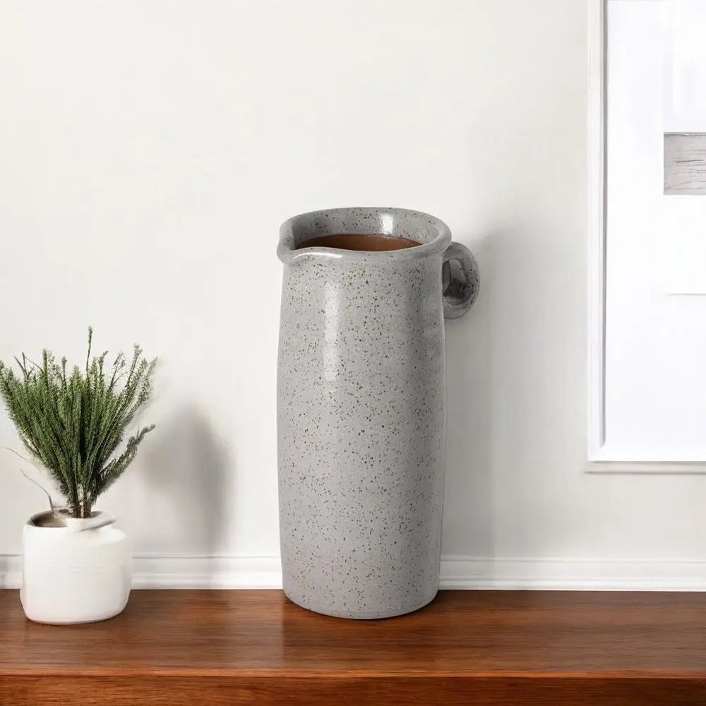 Urnas cilíndricas de cerámica gris de 9"