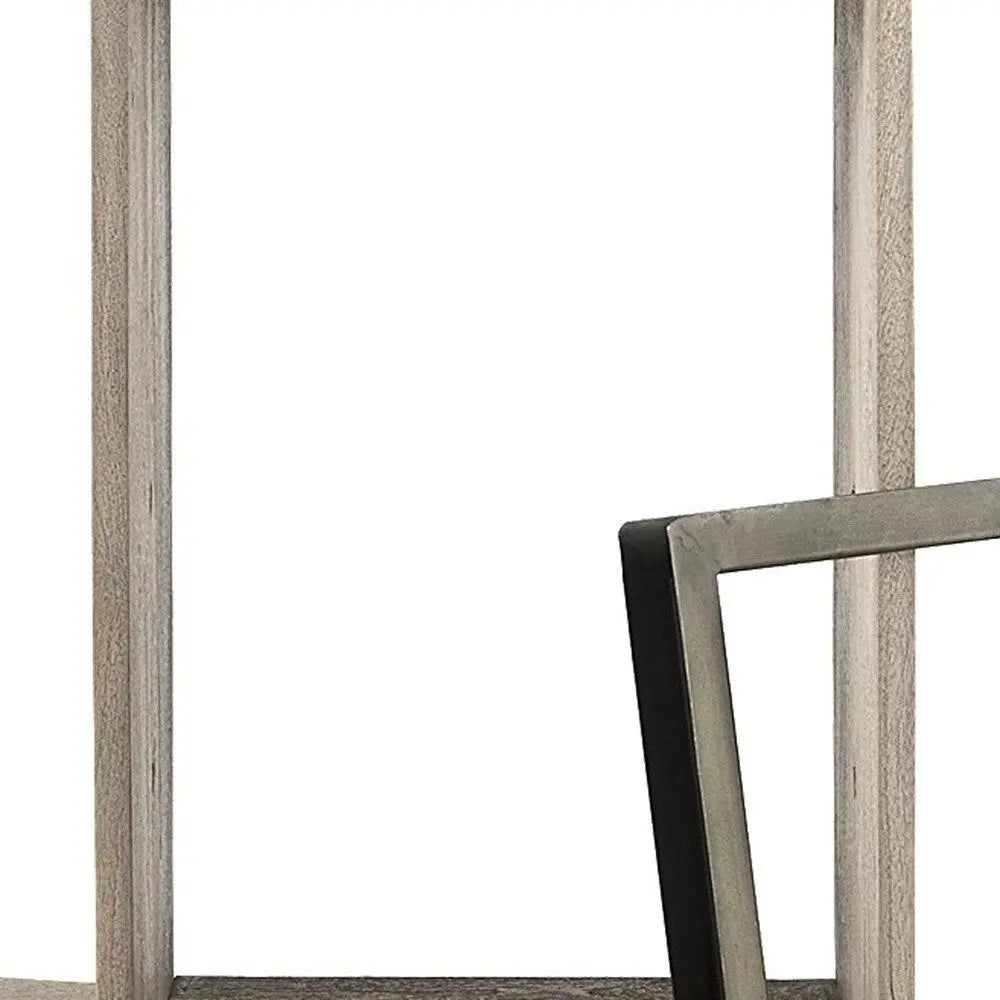 Set of Two Brown Solid and Manufactured Wood Two Tier Floating Bookcase HomeRoots