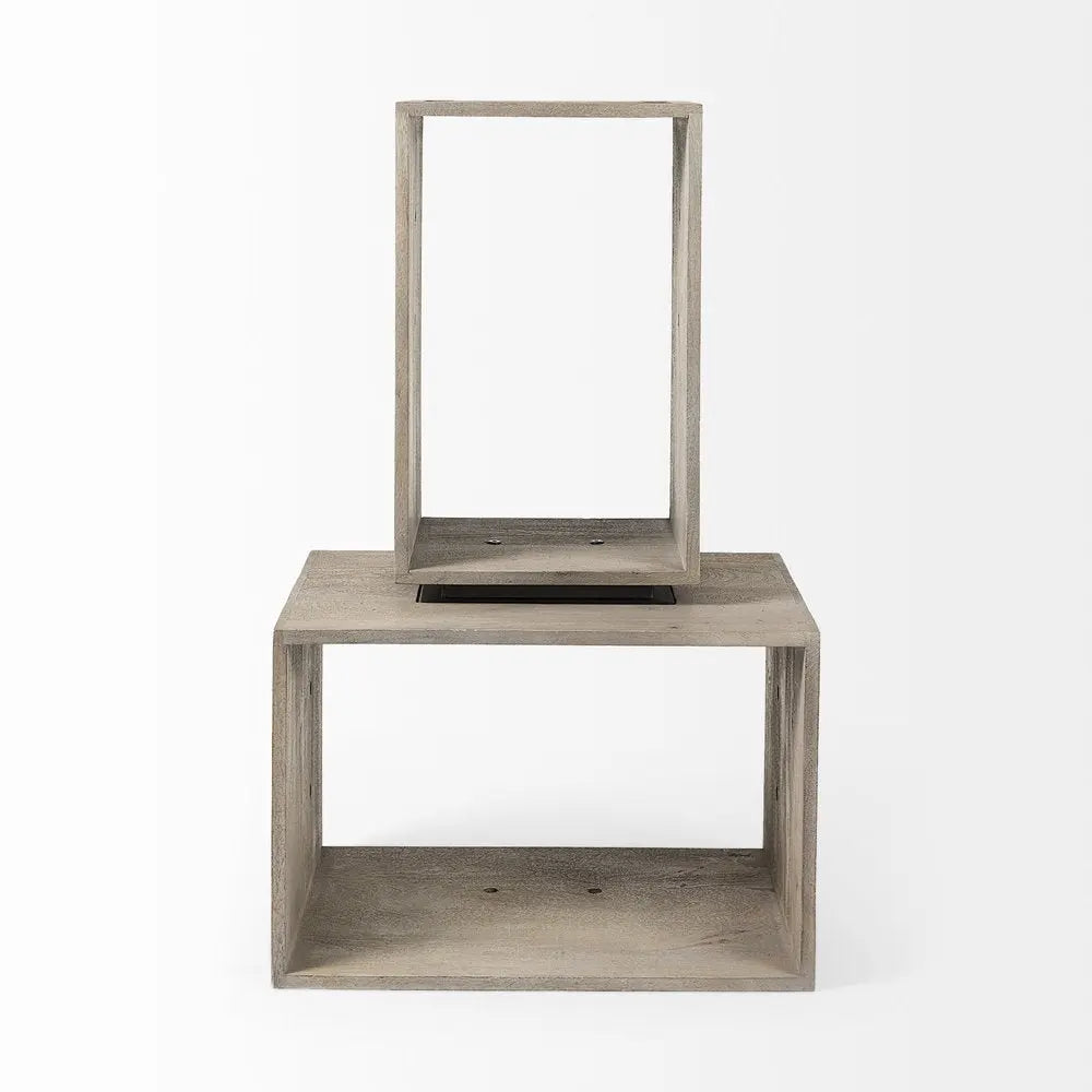 Set of Two Brown Solid and Manufactured Wood Two Tier Floating Bookcase HomeRoots