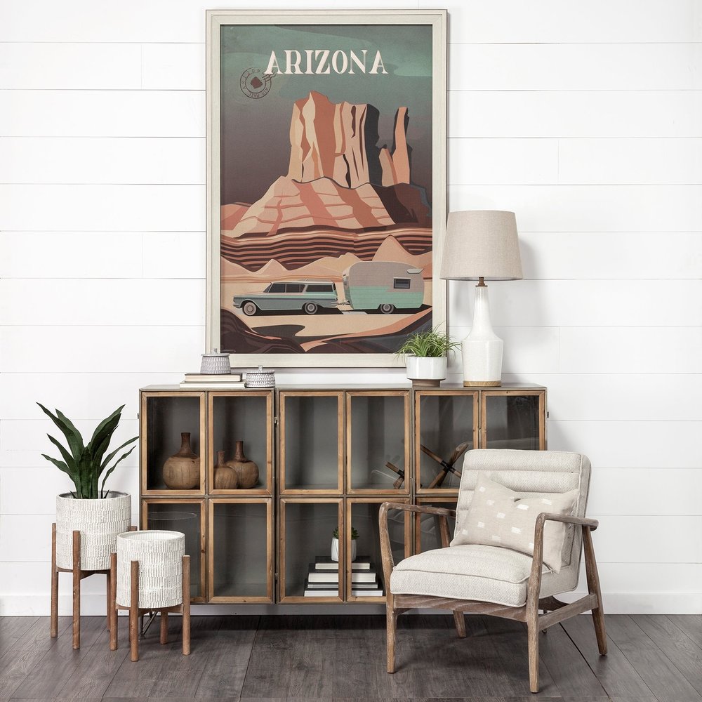 Lámpara LED de 29" con base marrón y pantalla marrón