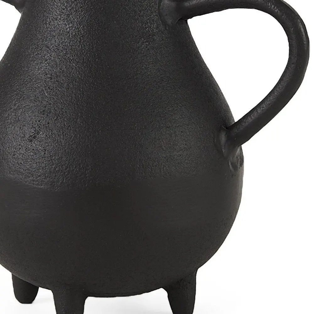 8" Black Two Handle Ceramic Jug Vase HomeRoots