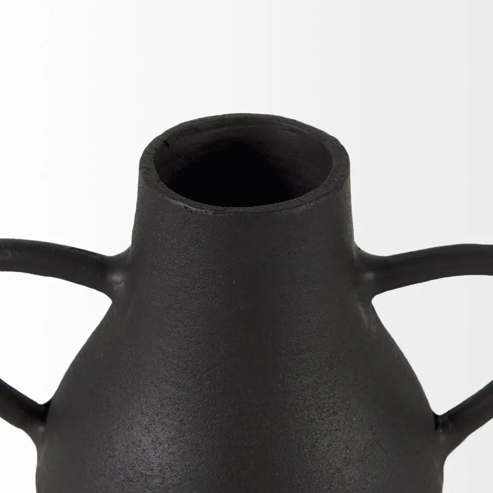 8" Black Two Handle Ceramic Jug Vase HomeRoots