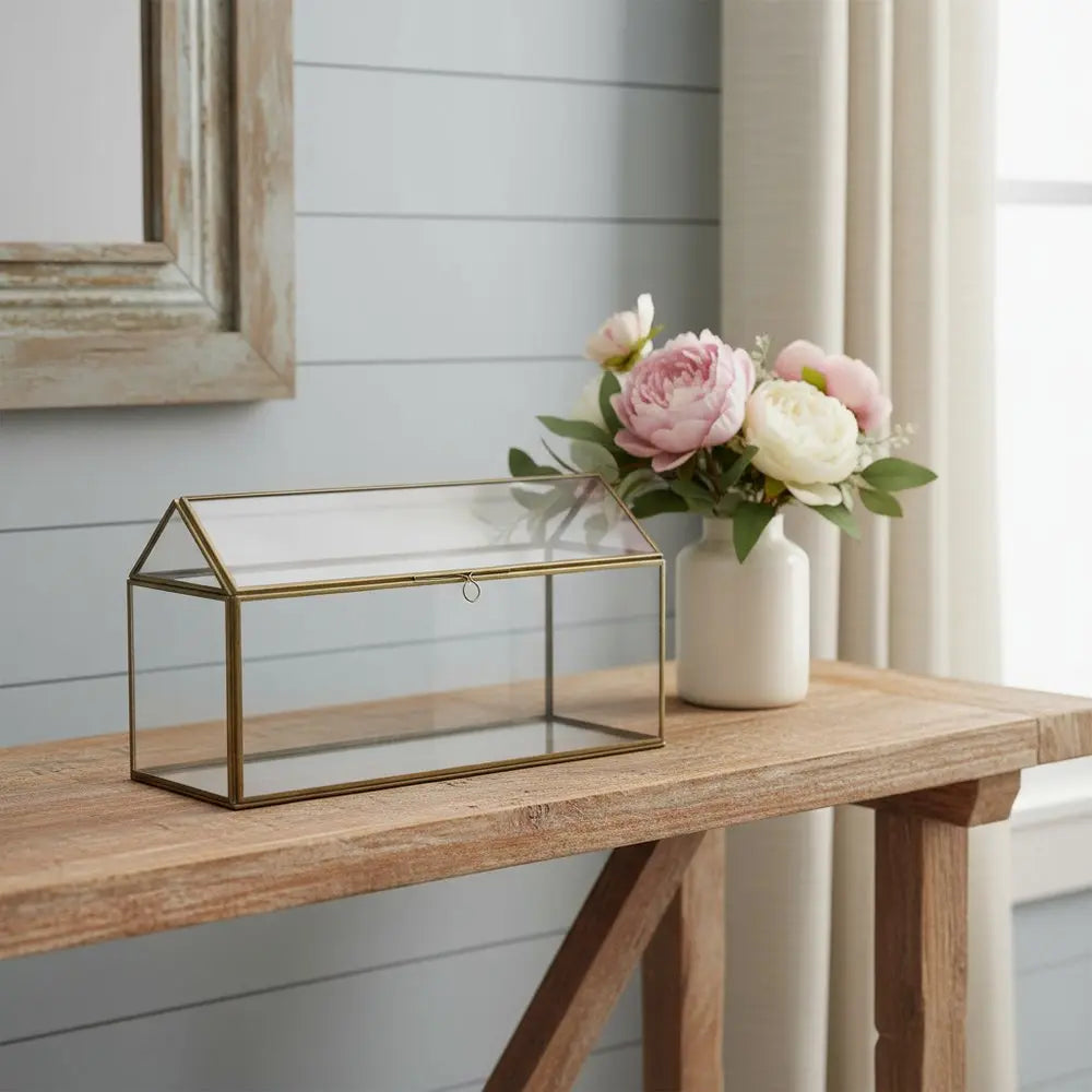 6" Clear And Gold Glass And Metal Box HomeRoots