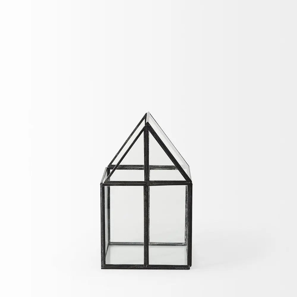 6" Black And Clear Glass And Metal Box HomeRoots