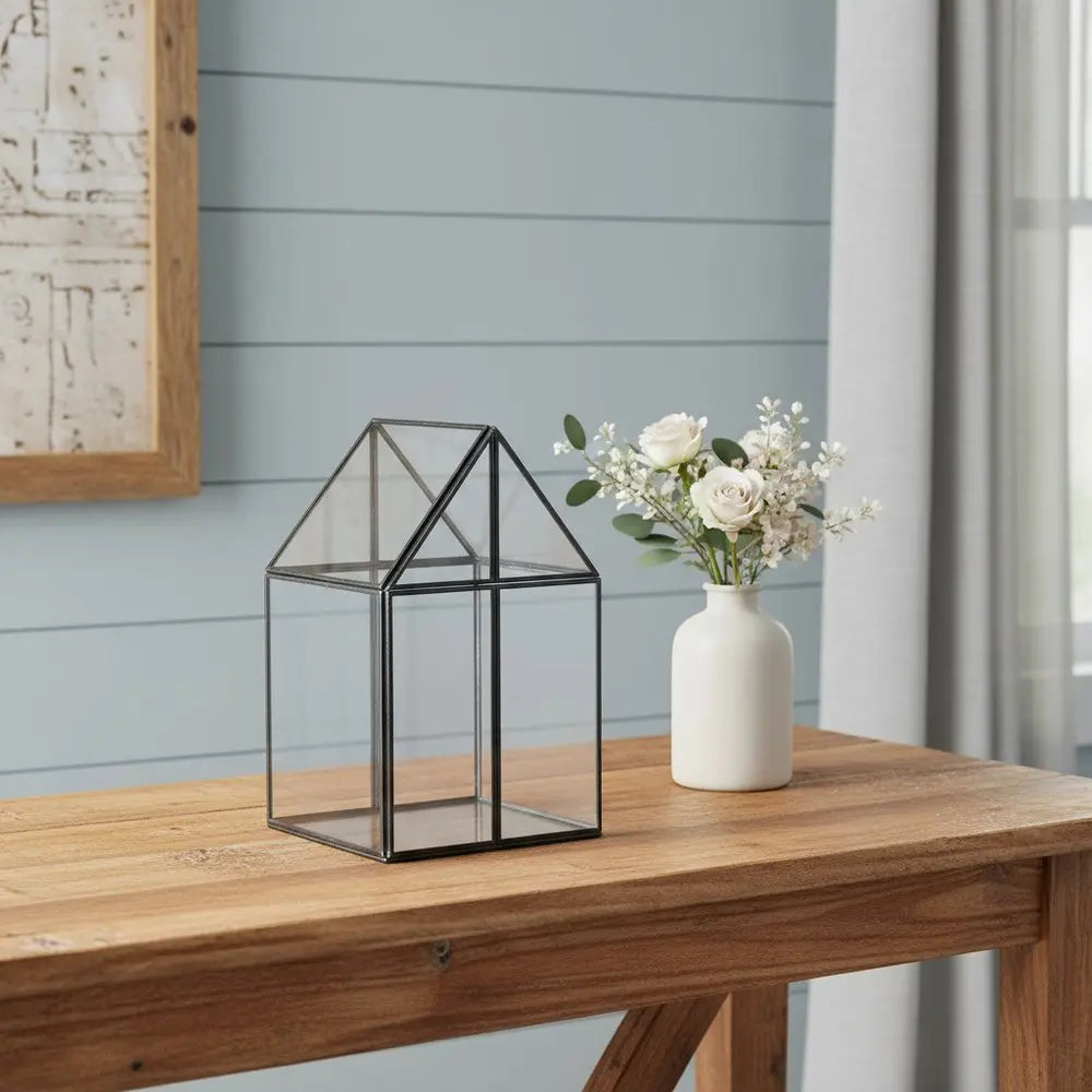 8" Black And Clear Glass And Metal Box HomeRoots