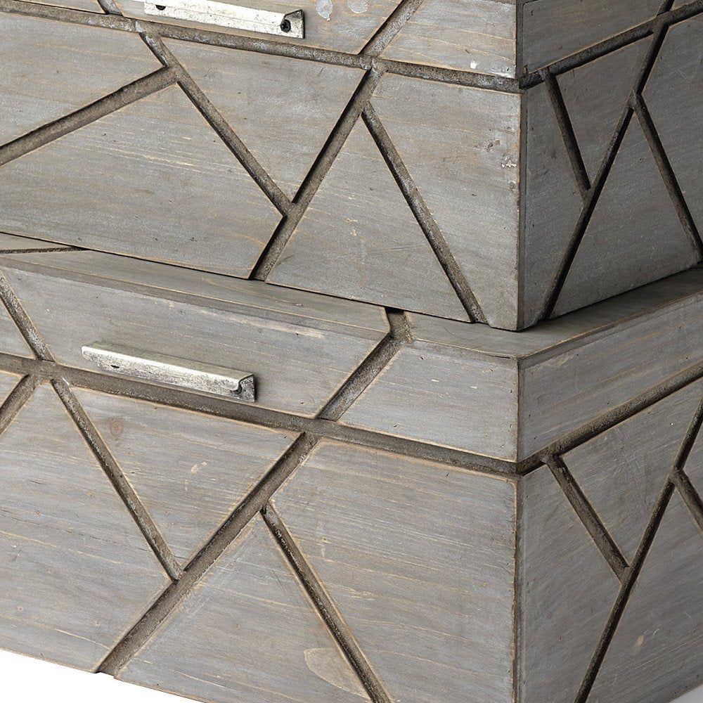 Caja de madera maciza gris de 11" con tapa