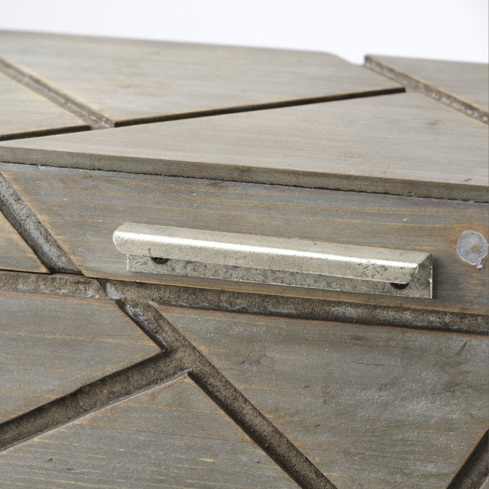 Caja de madera maciza gris de 11" con tapa