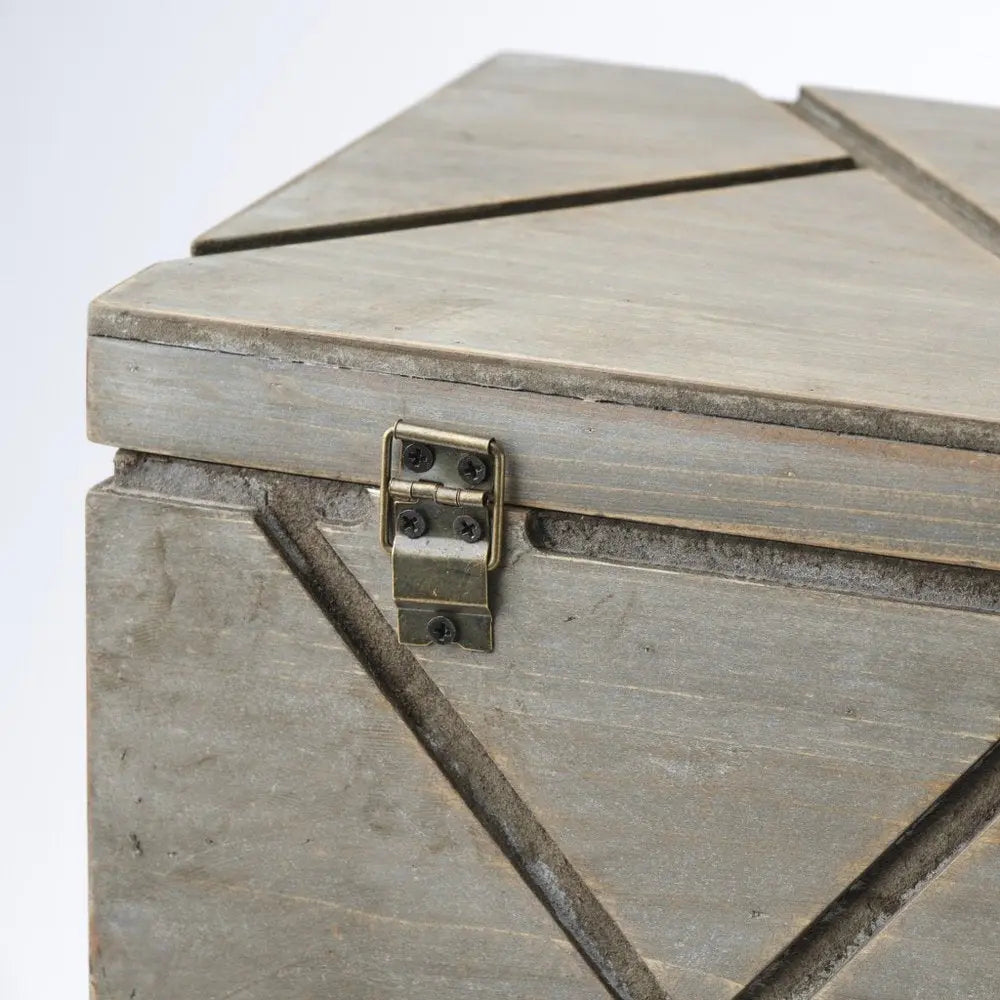 Caja de madera maciza gris de 11" con tapa