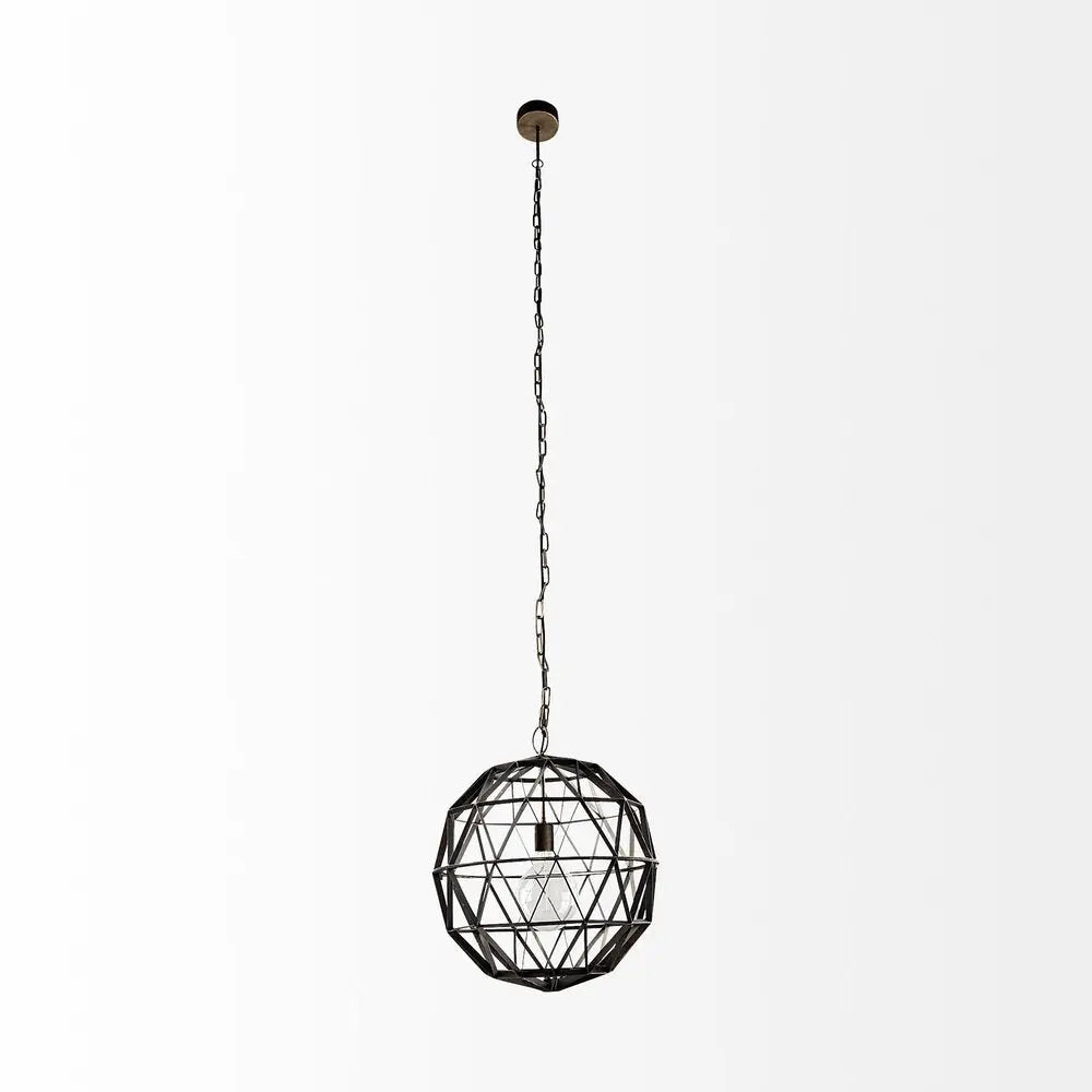 Black Metal Geometric Globe Hanging Light