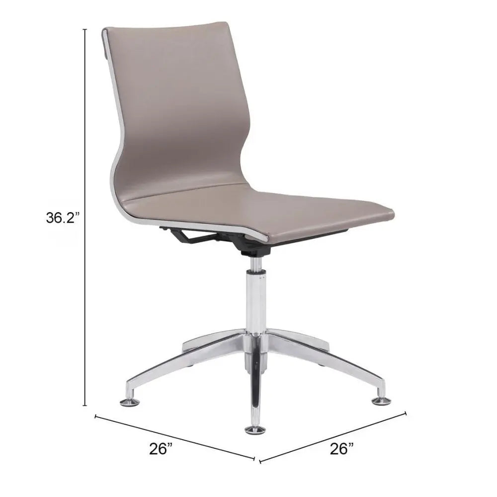 Taupe and Silver Swivel Faux Leather Conference Office Chair HomeRoots