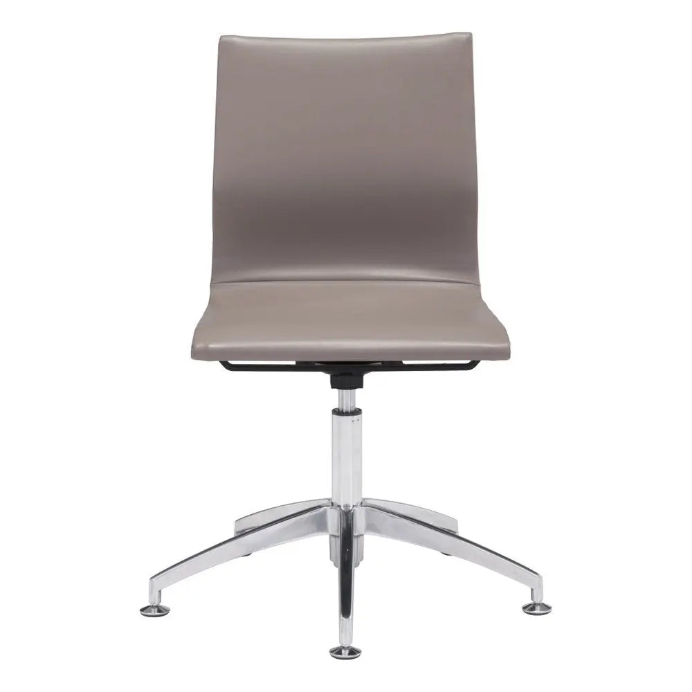 Taupe and Silver Swivel Faux Leather Conference Office Chair HomeRoots