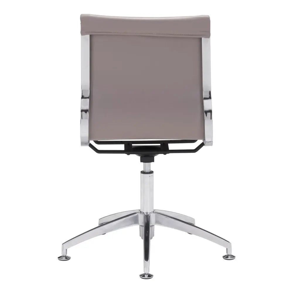 Taupe and Silver Swivel Faux Leather Conference Office Chair HomeRoots