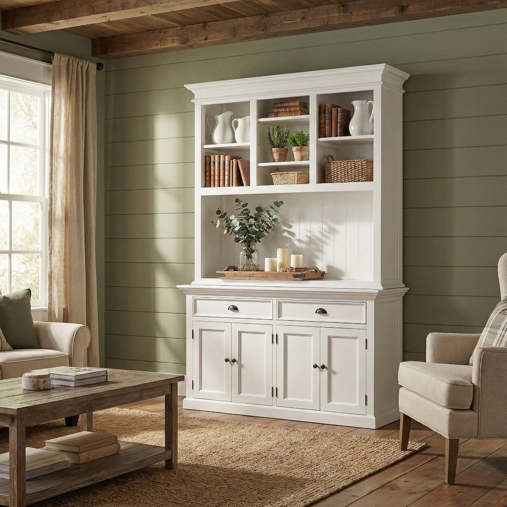 Librería ajustable de dos niveles de madera maciza blanca