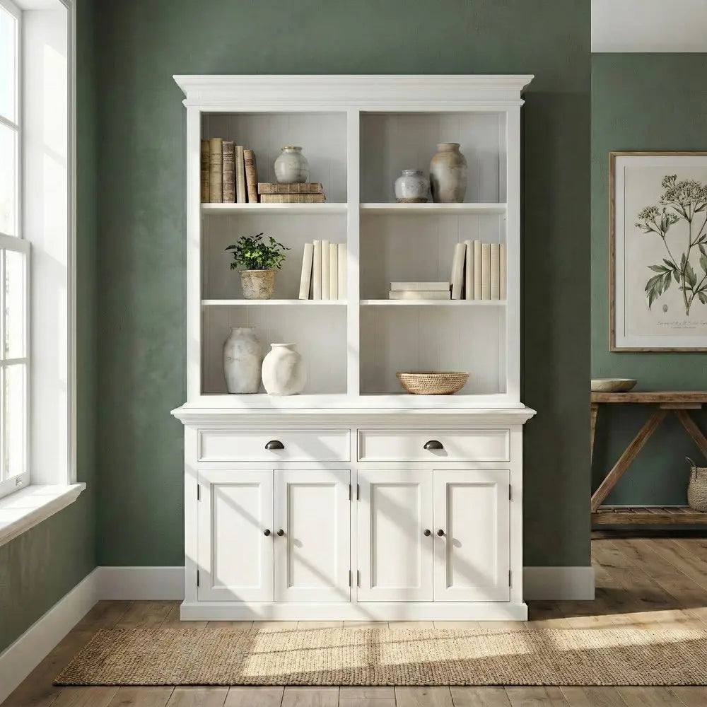 87" White Solid Wood Adjustable Four Tier Bookcase HomeRoots